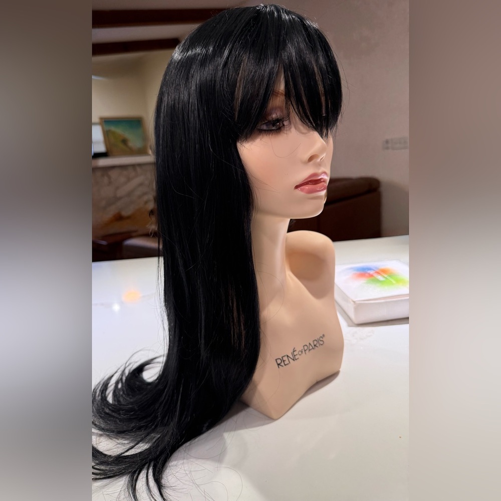 HAIR, 24” Straight, with Bangs, Center Part, Jet Black